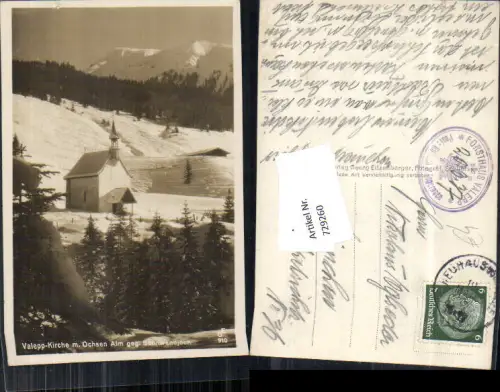 729260 Valepp Kirche m. Ochsenalm geg. Sonnwendjoch Rottach-Egern Winter Bez. Miesbach