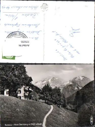 729295 Foto AK Ramsau Berchtesgaden-Ramsau Haus Steinberg m. Göll u. Brett Bez. Berchtesgadener Land