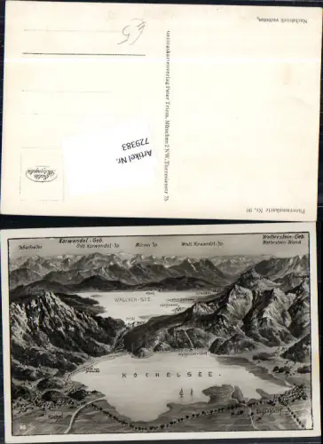 729383 Panoramakarte Kochelsee Kochel a. See Walchensee