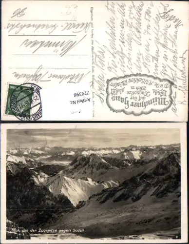 729398 Foto AK Blick v. d. Zugspitze geg. Süden b. Garmisch-Partenkirchen