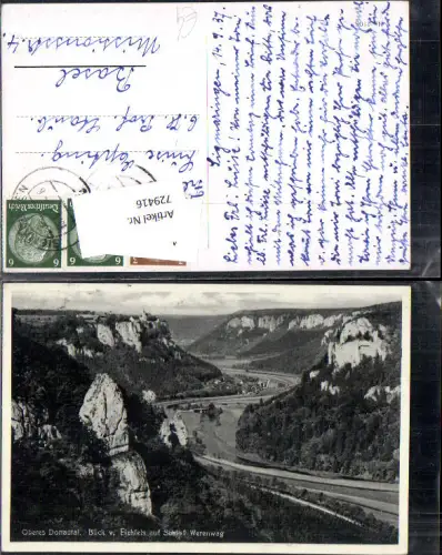 729416 Beuron Oberes Donautal Blick v. Eichfels auf Schloss Werenwag