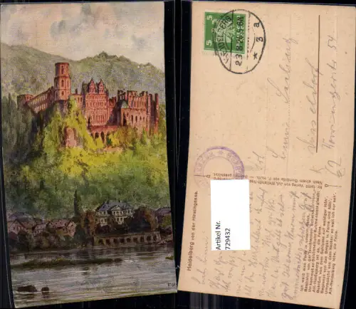 729432 Künstler AK F. H. Heidelberg v. d. Hirschgasse