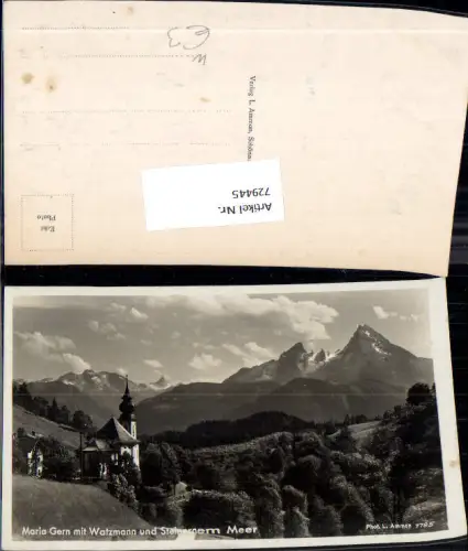 729445 Foto AK Maria Gern Berchtesgarden mit Watzmann u. Steinerem Meer Kirche