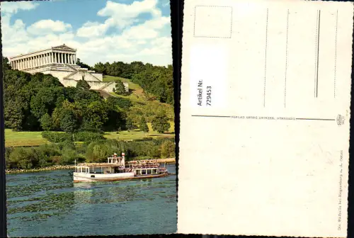 729453 Regensburg a. d. Donau Walhalla Schiff im Vordergrund