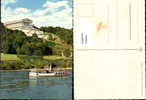 729454 Regensburg a. d. Donau Walhalla Schiff im Vordergrund