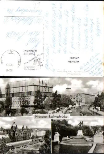 729488 Mehrbild AK München Ludwigsbrücke Isar m. Lukaskirche Vater Rhein Brunnen