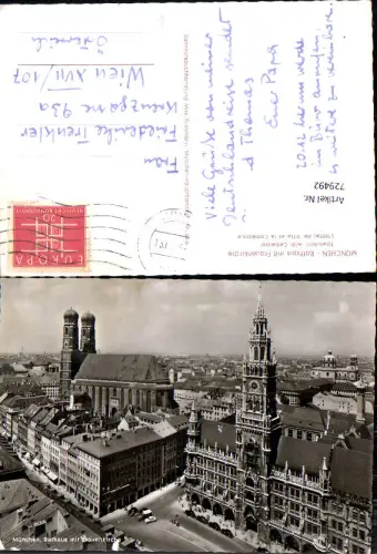 729492 Foto AK München Rathaus mit Frauenkirche
