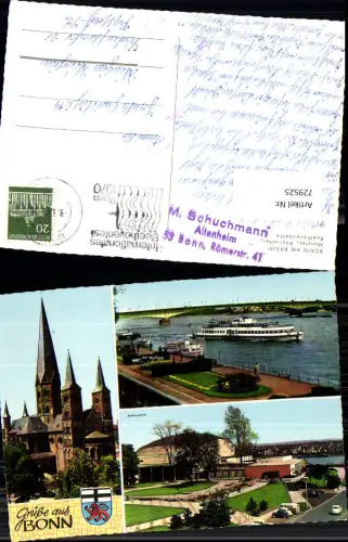 729525 Mehrbild AK Bonn a. Rhein Münster Rheinufer Beethovenhalle Schiff Dampfer