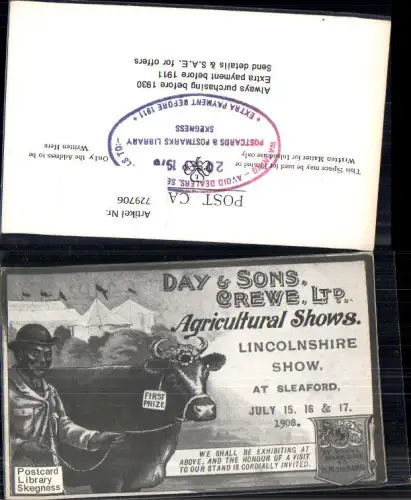 729706 Reklame AK Lincolnshire Show at Sleaford Agricultural Shows Kuh Rind Great Britain