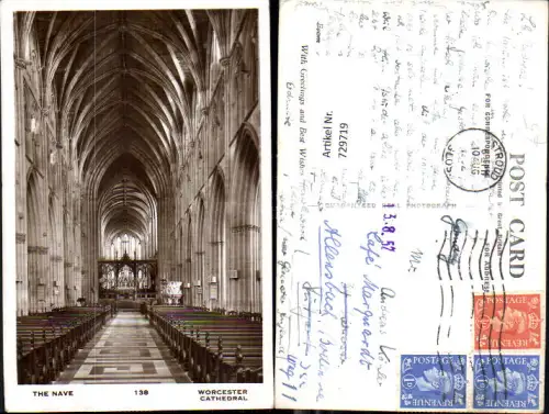 729719 Foto AK Worcester Cathedral The Nave Inneres Great Britain