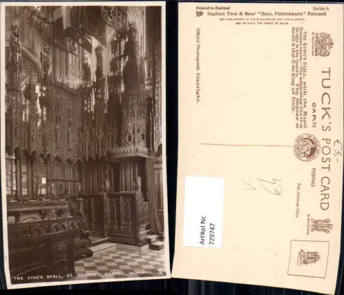 729747 Windsor St Georges Chapel The Kings Stall Great Britain pub Raphael Tuck Sons