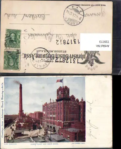 729773 St. Louis Missouri Anheuser-Busch Brewing Ass Power Plant and Brew House USA