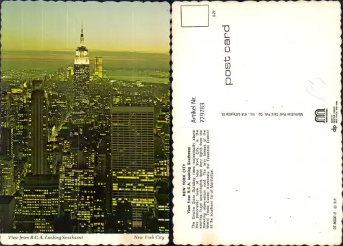 729783 New York City View R.C.A. Looking Southwest The Empire State Building World Trate Center USA