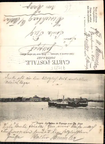 729835 Anvers Antwerpen Belgium Le Bateau de Passage Ste Anne Dampfer Schiff