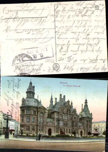729869 Anvers Antwerpen Belgium La Banque Bank Nationale Feldpost Hirschberg Saale