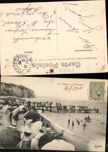730021 G. Marchaud 408 France Dieppe Normandie Strandleben Strand Bademode Estacade