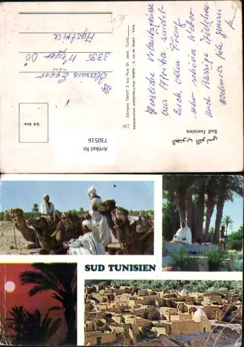 730516 Mehrbild AK Sud Tunisien Volkstypen Kamele Palmen Tunisia