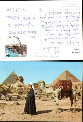 730517 Giza The Sphinx and the Pyramids of Cheops an Chephren Pyramiden Volkstypen Kamel Ägypten Egypt