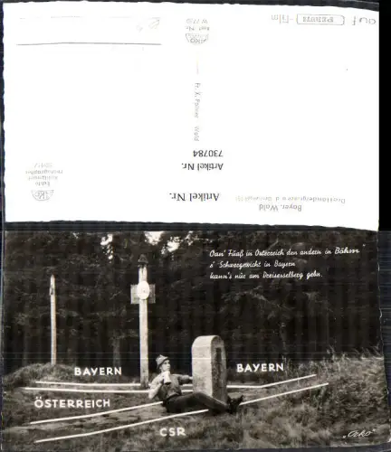 730784 Foto AK Neureichenau Dreiländergrenze a. d. Dreisessel Spruch Grenze