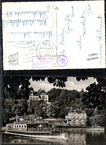 730812 Foto AK Hameln a. d. Weser Blick zum Felsenkeller Schiff Dampfer Stör Stempel 20a Weinehausen über Hameln