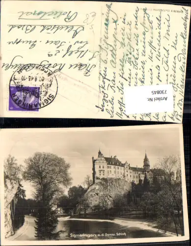 730845 Foto AK Sigmaringen a. d. Donau Schloss Stempel über Sigmaringen