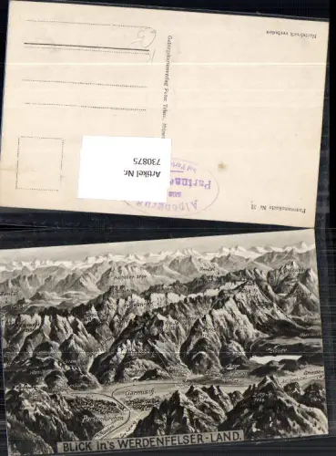 730875 Künstler Panoramakarte Blick ins Werdenfelserland Garmisch-Partenkirchen