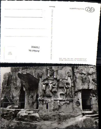 730900 Foto AK Horn-Bad Meinberg Externsteine i. Teutoburger Wald Kreuzabnahme um 1093
