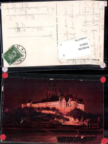 730973 Meißen Beleuchtung der Albrechtsburg Schiff Dampfer