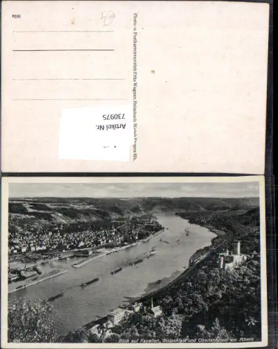 730975 Blick auf Kapellen Stolzenfels u. Oberlahnstein a. Rhein Schiffe Dampfer