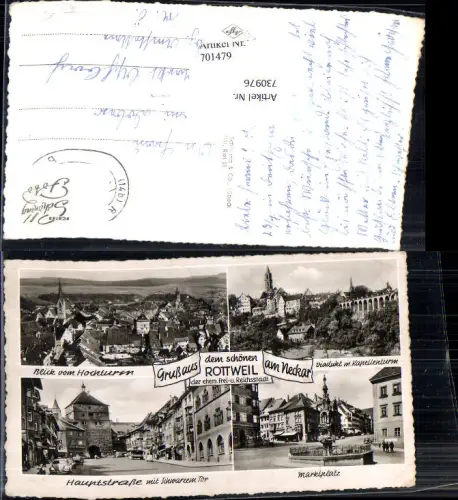 730976 Mehrbild AK Rottweil a. Neckar Blick v. Hochturm Hauptstraße Marktplatz Viadukt u. Kapellenturm