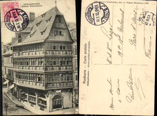 731073 Strassburg Strasbourg Elsass Maison Kammerzell pub Victor`s Kunstverlag A. Freyer