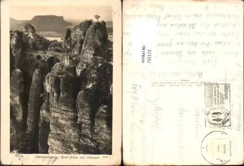 731172 Elbsandsteingebirge Bastei-Brücke mit Lilienstein Lohmen Rathen Wehlen pub Walter Hahn 3208