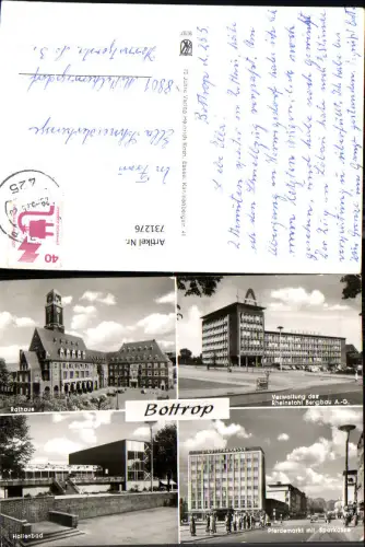 731276 Mehrbild AK Bottrop Rathaus Hallenbad Pferdemarkt mit Sparkasse Rheinstahl Bergbau AG