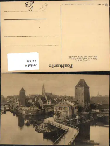731394 Strassburg Strasbourg Elsass Blick v. d. gedeckten Brücken Vue prise des Ponts couverts