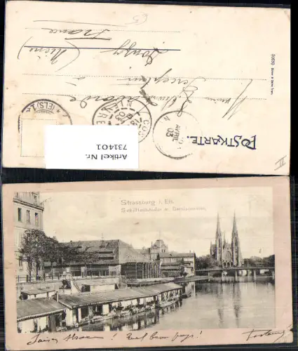 731401 Strassburg Strasbourg Elsass Schiffsleutstaden m. Garnisonskirche