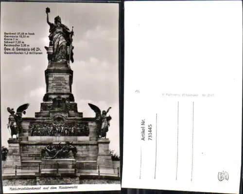 731445 Foto AK Nationaldenkmal auf dem Niederwald Germania Denkmal Rüdesheim am Rhein