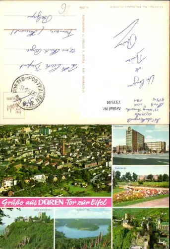 731534 Mehrbild AK Düren Tor zur Eifel Rathaus Stadthalle Burg Niedeggen Rurtalsperre Burg Heimbach