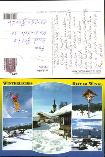 731605 Mehrbild AK Reit am Winkl Bayerische Alpen Wintersport Wegkreuz Dorfpartie mit Kirche