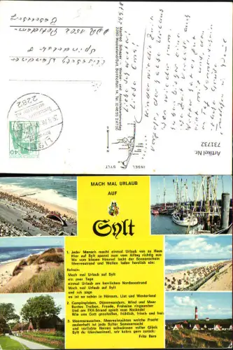 731732 Mehrbild AK Sylt Strand Dünen Hafen Segelboote Leuchtturm Liedtext