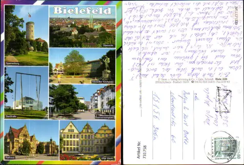 731758 Mehrbild AK Bielefeld Übersicht Sparrenburg Bunnemannplatz Rathaus