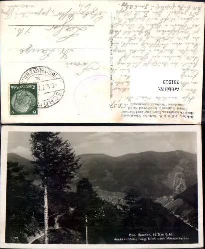 731913 Belchen Badischer Schwarzwald Hochkelchfelsenweg Blick nach Münsterhalden