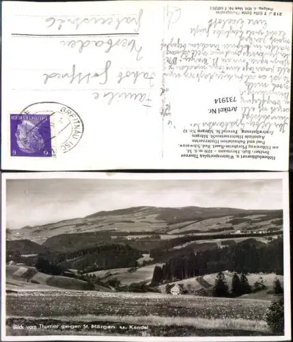 731914 Foto AK Blick vom Thurner geg. St Märgen u. Kandel