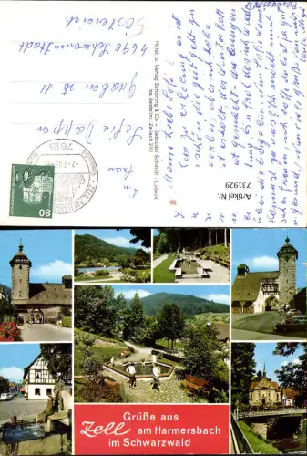 731929 Mehrbild AK Zell a. Harmersbach im Schwarzwald Kirche Brunnen Brücke