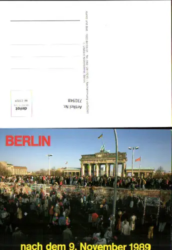 731948 Berlin nach dem 9 November 1989 Mauerfall Brandenburger Tor