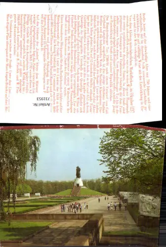 731953 Berlin Ansicht Statue Denkmal Treptower Park Sowjetische Ehrenmal
