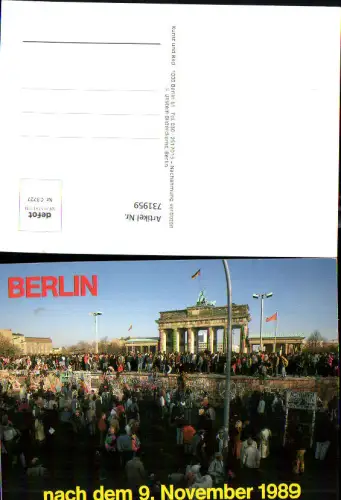 731959 Berlin nach dem 9 November 1989 Mauerfall Brandenburger Tor