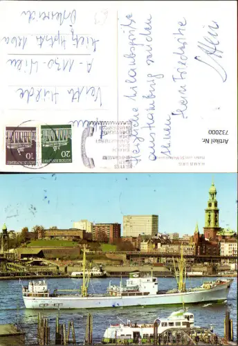 732000 Hamburg Hafen u. St Michaeliskirche Schiffe