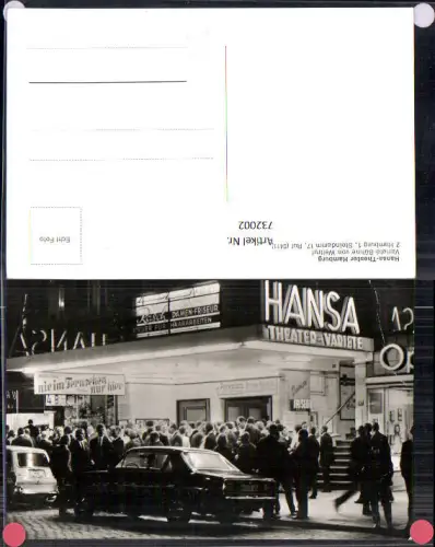 732002 Foto AK Hamburg Hansa-Theater Variete-Bühne Eingang b. Nacht