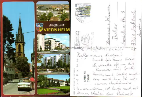 732011 Mehrbild AK Viernheim Hessen Kirche Wohnbauten Teilansicht