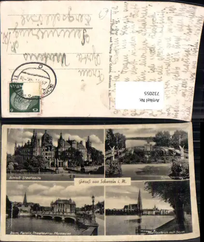 732055 Mehrbild AK Schwerin im Mecklenburg Schloss Pfaffenteich mit Dom